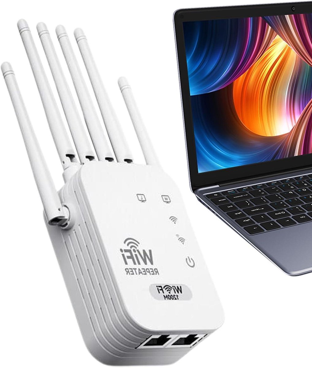Wifi Versterker - Signaal Booster - Internet Uitbreiden - 1200Mbps Dual Band - 1115 m² - Wit