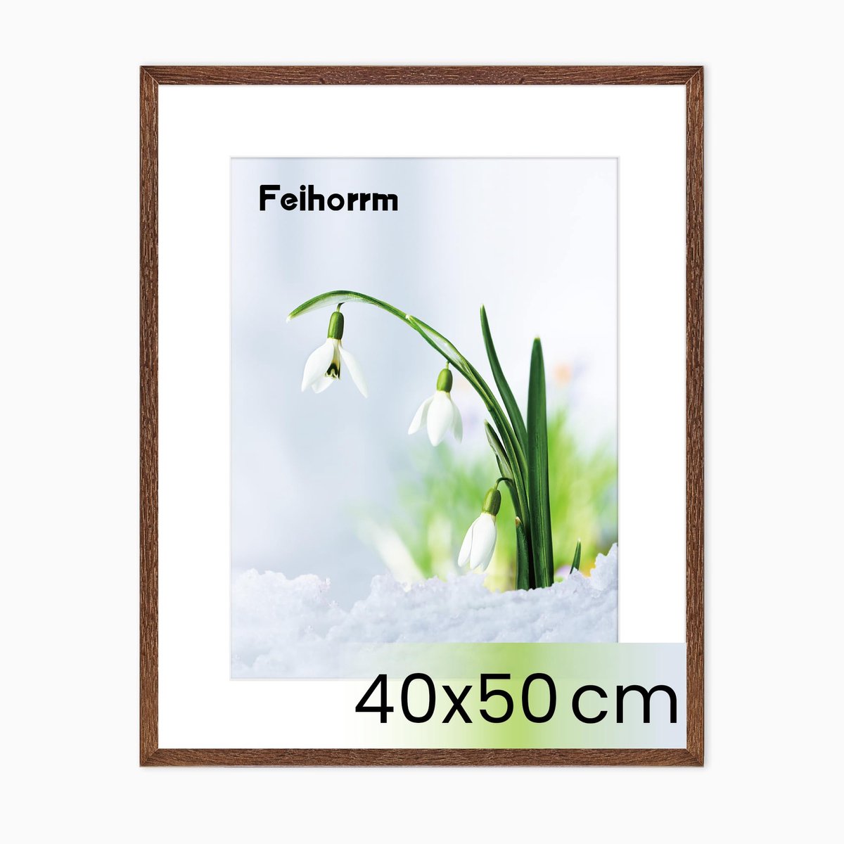 SnelShoppen - Feihorrm Fotolijst 40x50 cm - Eikenhout Fotolijst met Gehard Glas - Donker Bruin - Voor 40x50 cm Foto's zonder Passe-Partout of 29x39 cm