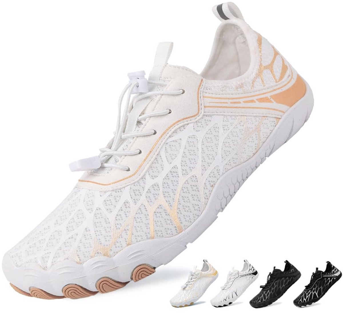 SnelShoppen - Surfschoenen Heren & Dames Zwemschoenen Aquaschoenen Sneldrogend Antislip Lichtgewicht Wit Roze Maat 41EU - Ideaal voor Strand, Zwemmen,