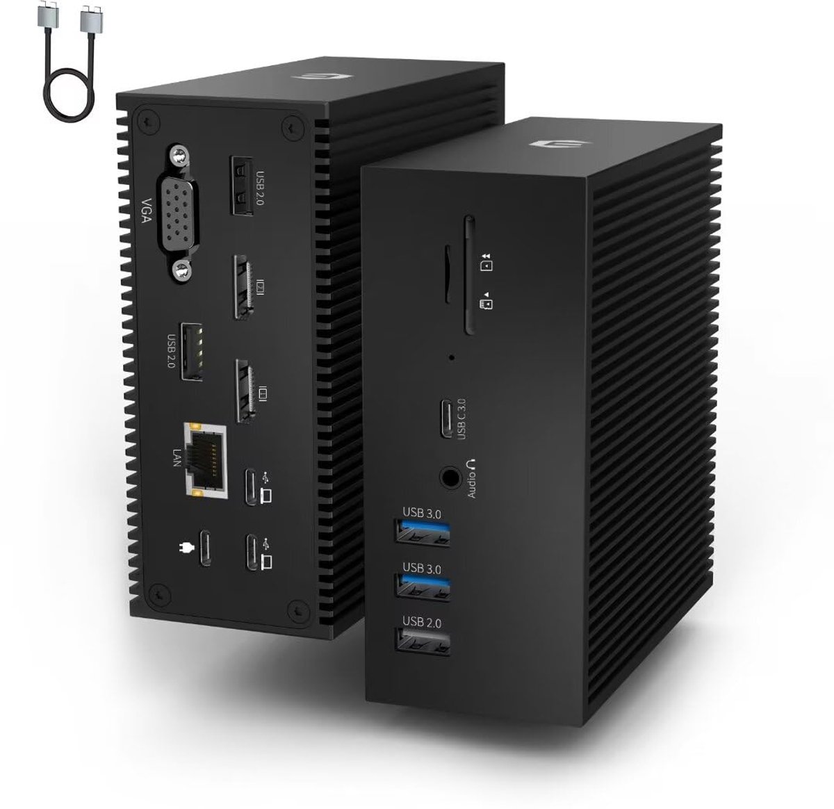 SnelShoppen - Tymyp Docking Station USB C Dual Monitor, 16-in-2 Triple Display USB C Dock met 2 4K HDMI, VGA, USB-C 3.0, 5 USB A, Ethernet, SD/TF, 100