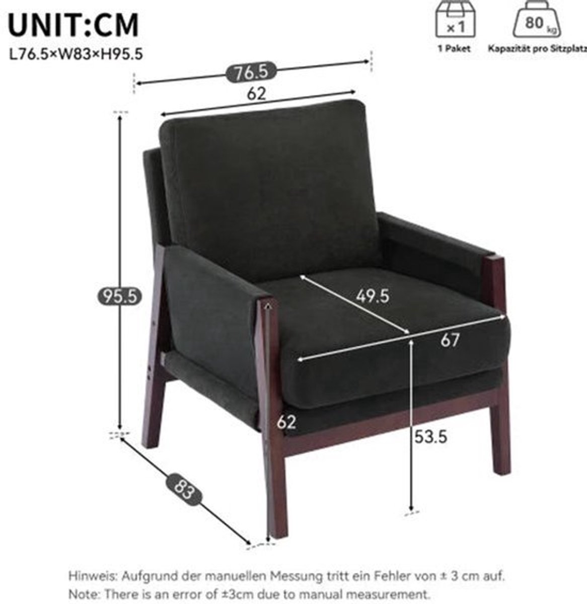 Relaxstoel – Loungestoel – Fauteuil – Leesstoel – Relaxfauteuil – Zitstoel – Chenillestof 