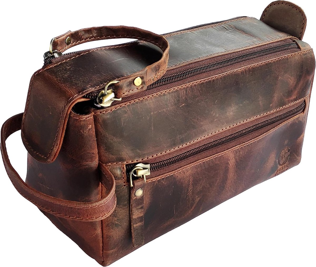 SnelShoppen - Leren Toilettas voor Heren - Luxe Reistoilettas - Dopp Kit voor Toiletartikelen - Lederen Make-uptas voor Dames - Organizer voor Scheren