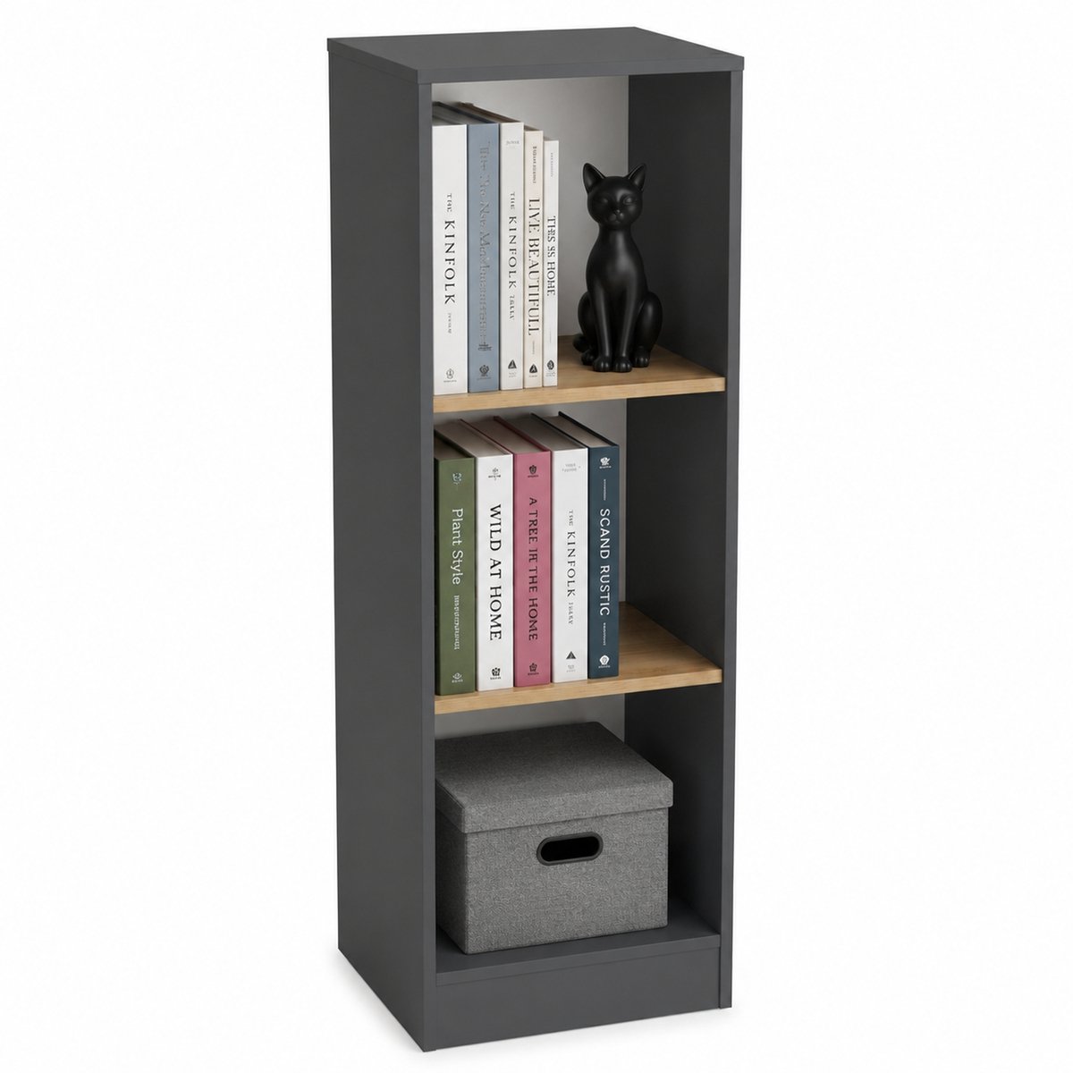 VCM Bücherregal für Aktenordner, Büroregal mit 3 Fächern, H. 114 x B. 38 x 30 cm, Standregal für Büro und Homeoffice - Dilos
