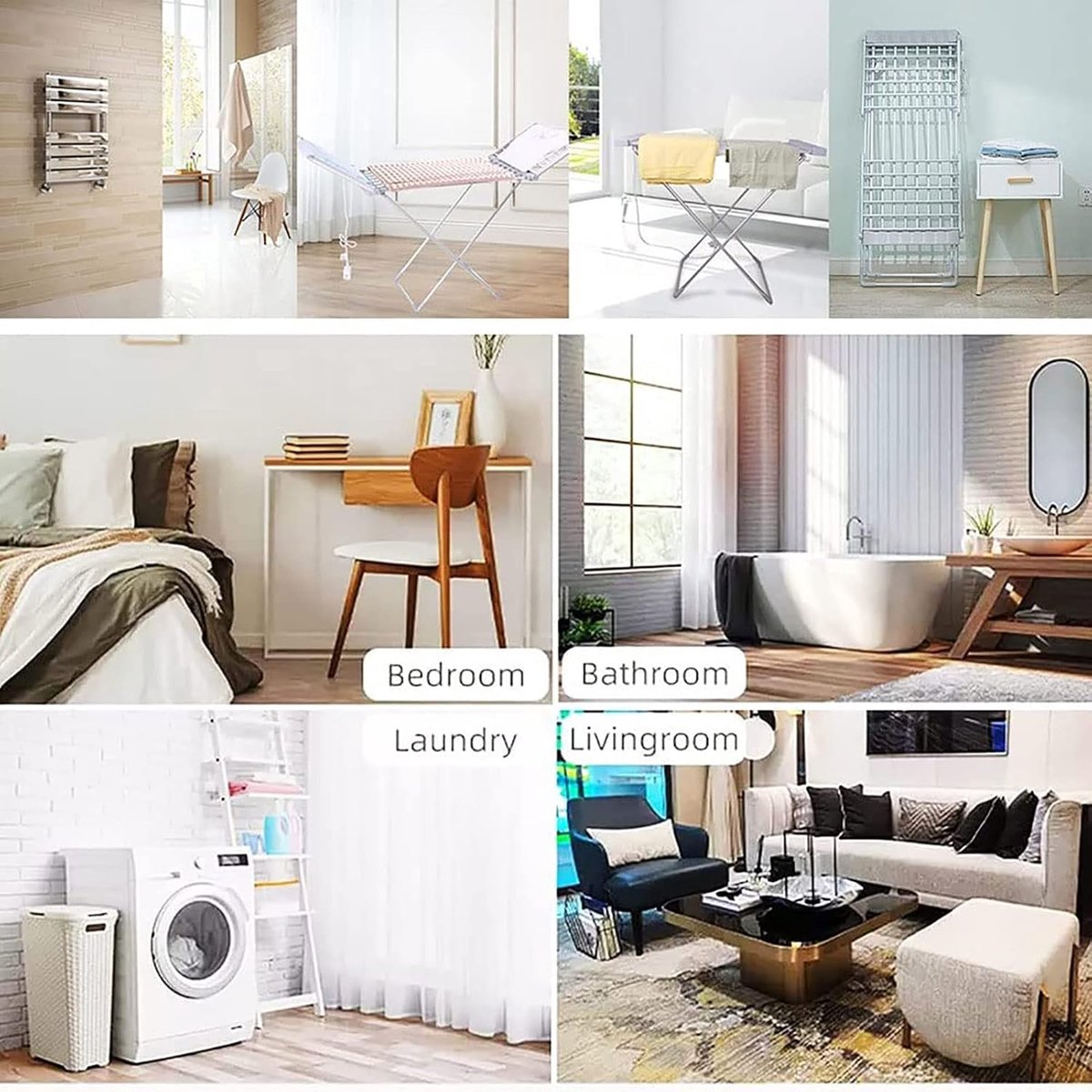 Elektrische Kledingdroger - Droogrek Verwarmd - Snel Kleding Drogen - Opvouwbaar Ontwerp - 230W - Wit thumbnail 6