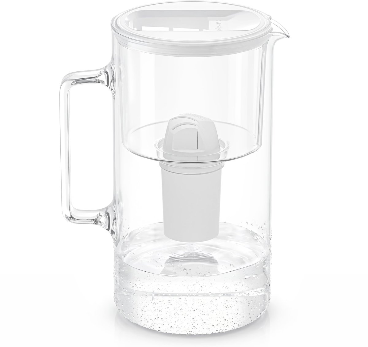 SnelShoppen - Glazen Waterfilter-karaf 3L - Compatibel met Brita Classic Waterfilter Patronen - Vermindert Kalk, Chloor en Zware Metalen - Wit - Perfe