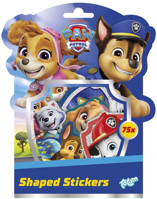 Paw Patrol verpakking met stickers. Skye en Chase staan vooraan. 75x stickers met folie-afwerking.