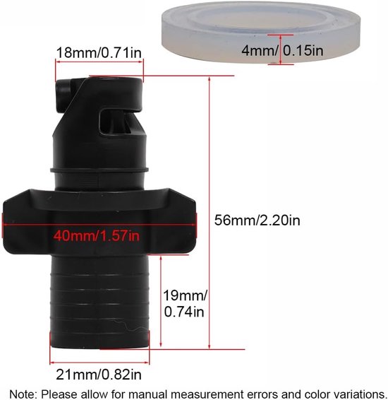 Voetpomp Ventieladapter - Luchtpomp Connector - Watersport Opblazen - Lekvrije Afdichting - 2 Stuks - Zwart — afbeelding 3