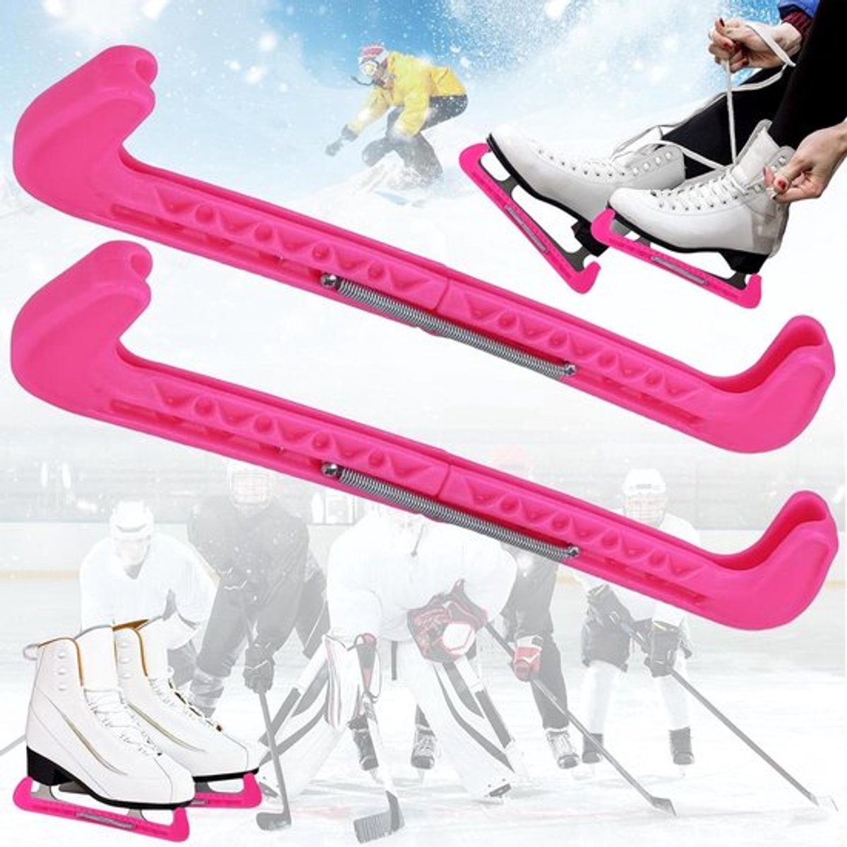 Skate Blade Guards Verstelbaar Roze - Ice Hockey IJshockey Kunstschaatsen Uniseks