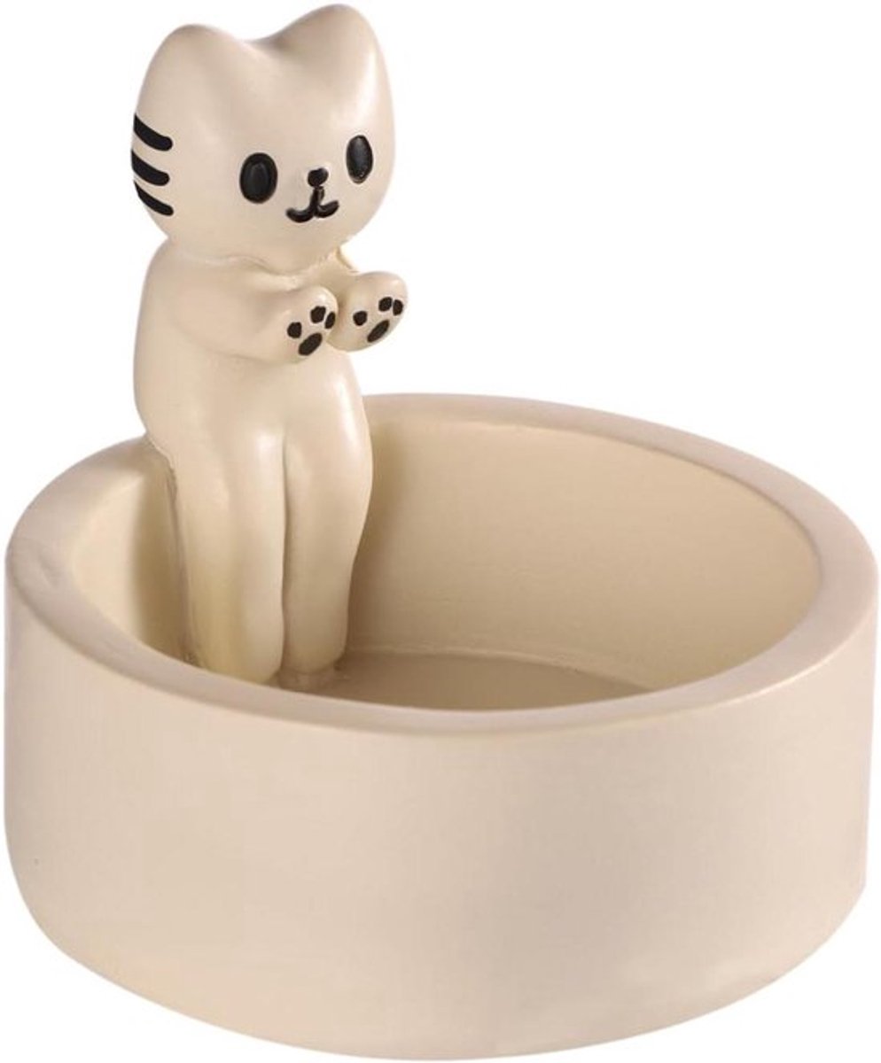 Handgemaakte Kitten Kaarshouder voor Meisjes en Vrouwen - Schattige Decoratie voor Thuis en Bureau met Kawaii Ornament