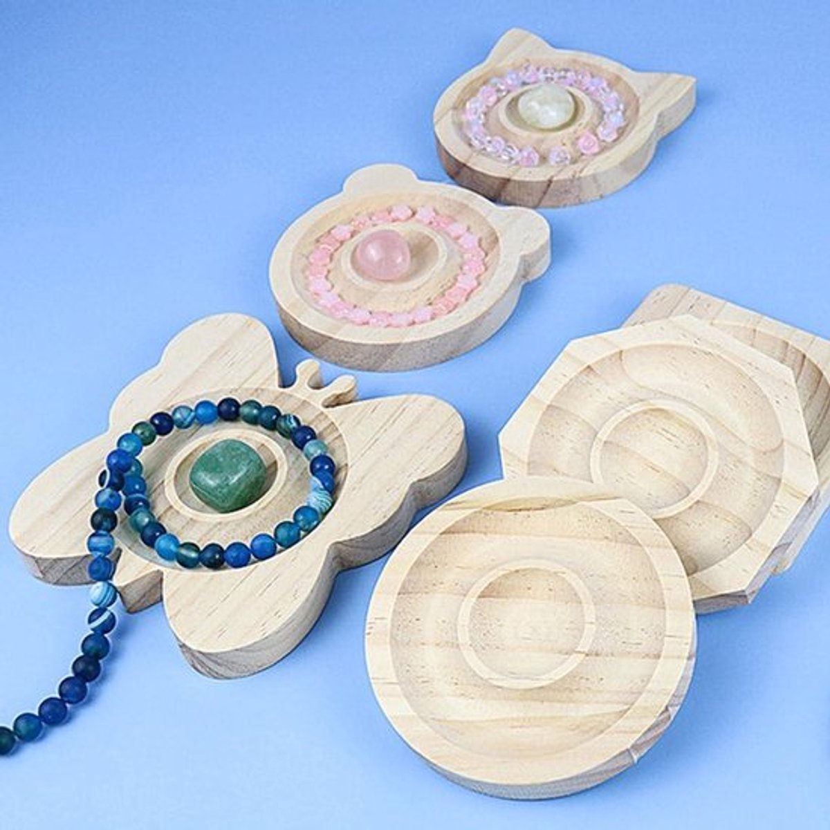 - Armband display - Sieraden organizer - Houten - Kralen lade - Sieraden maken - Geschikt voor 2 stuks - Armband display sieraden trays organizer armband houten ronde kralen lade voor maken kralenontwerp.