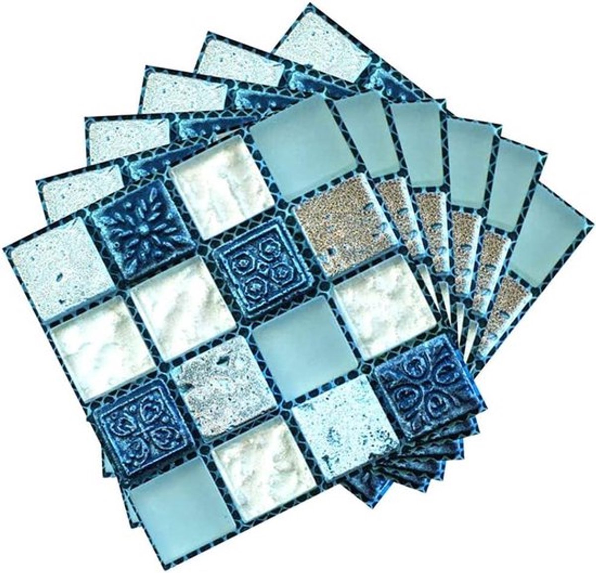Mozaïektegel Muurstickers - PVC - Zelfklevend - Waterdicht - Keuken Badkamer - Tegels - Vinyl Kunststicker - Huisdecoratie - 10x10 cm - Blauw