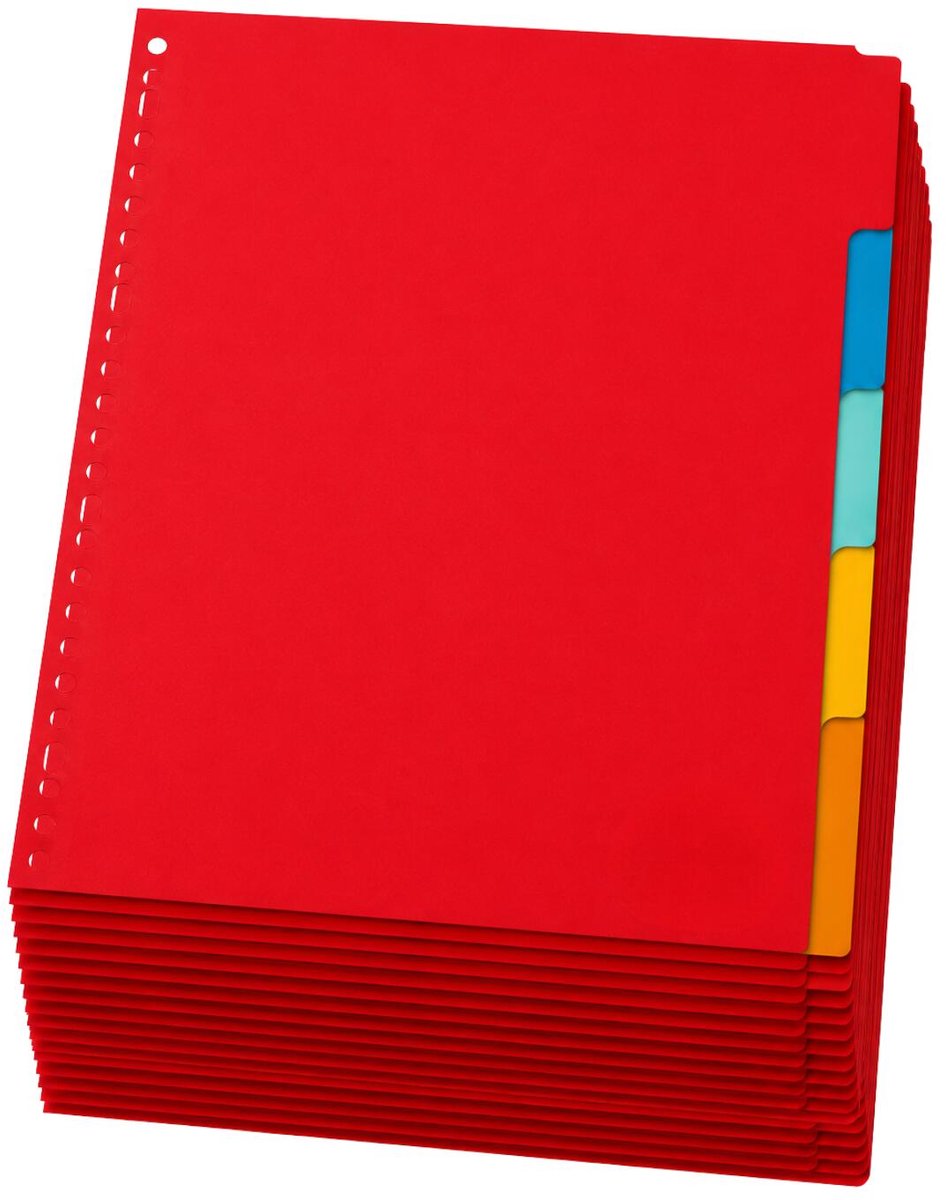 Stylex A4 tabbladen set - 20x stuks - gekleurd - 23 ringen - karton - ringmap tabs