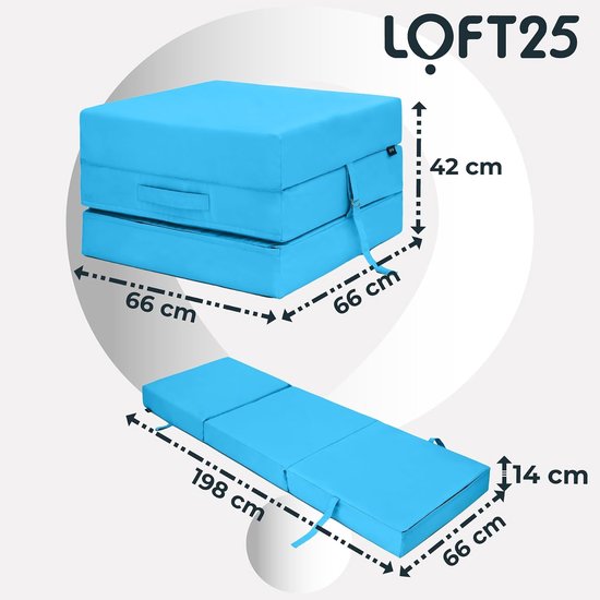 Opvouwbare Matras - Z Bed Futon - Flexibel Zitten Slapen - Waterbestendig Materiaal - 66x198 cm - Turkoois — afbeelding 2