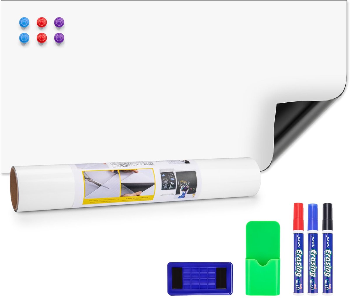 SnelShoppen - Magnetische Whiteboardfolie 40 x 80 cm, Zelfklevend en Afwisbaar, Magnetisch Doe-Het-Zelf Magneten voor Scholen, Kantoren en Thuisgebrui