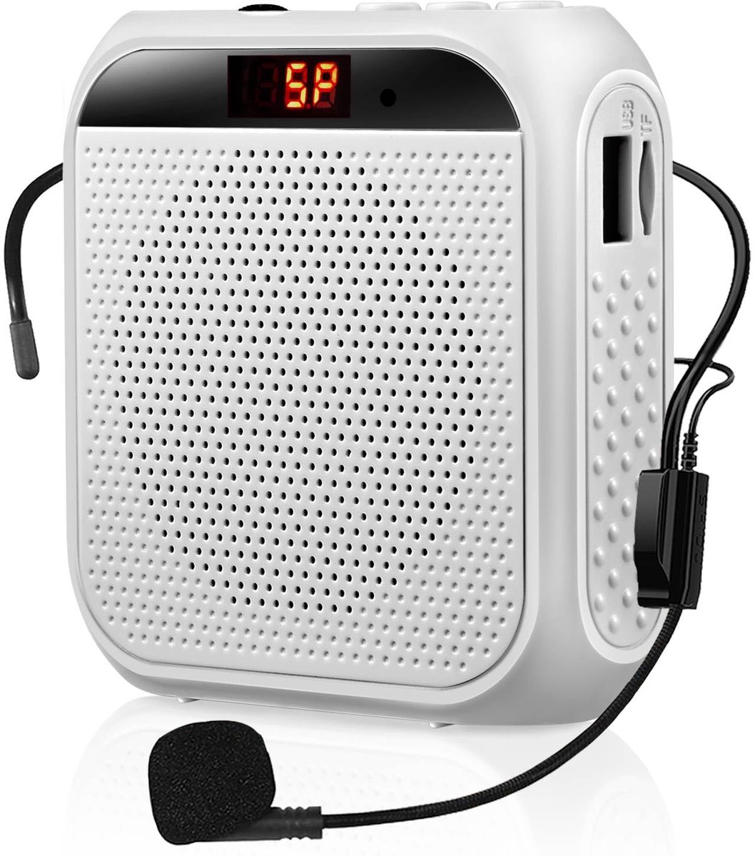 SnelShoppen - Draagbare Stemversterker voor Leerkrachten - Oplaadbare Persoonlijke Versterker Mic PA-systeem Headset Microfoon met Luidspreker voor Kl