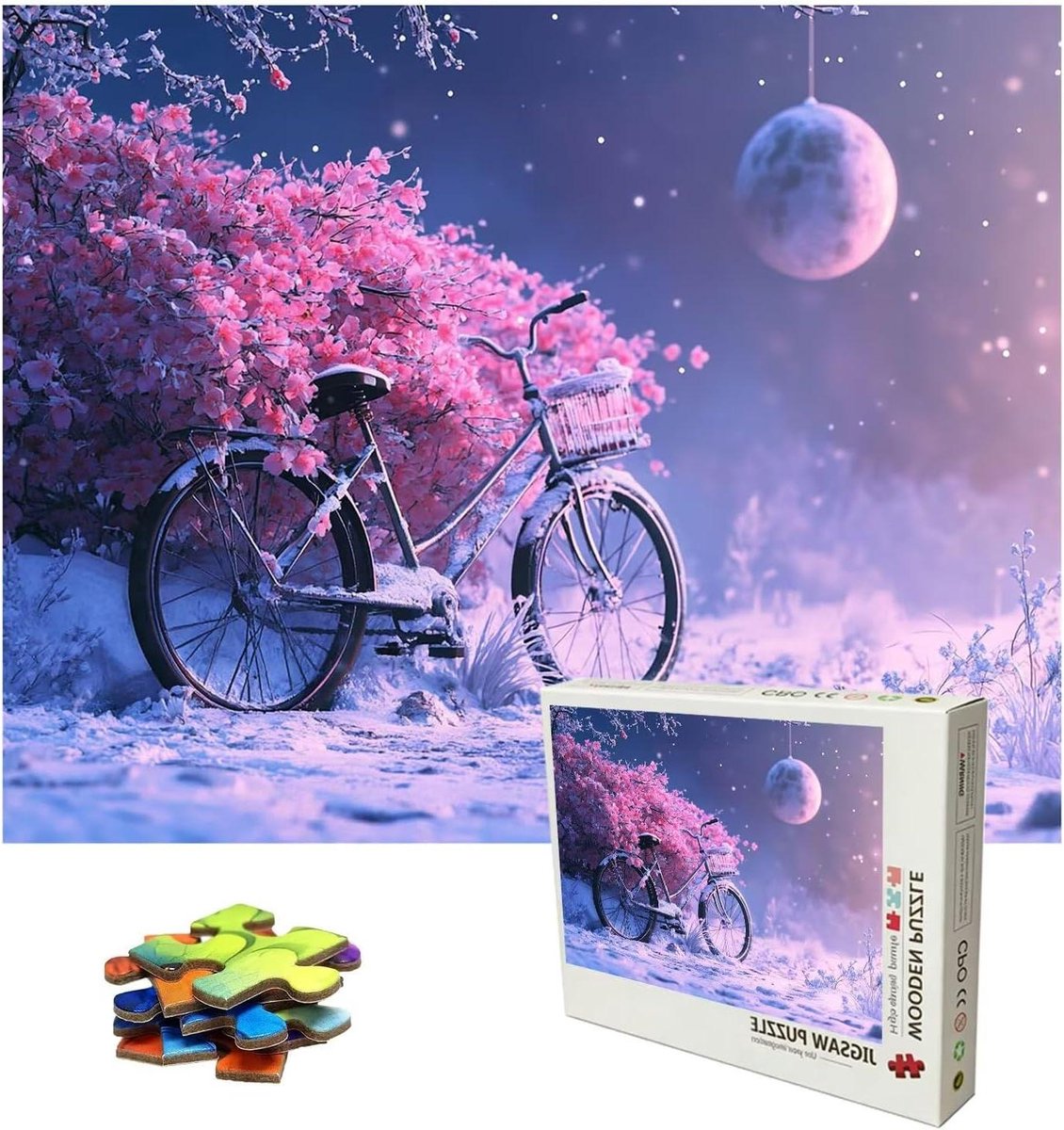 Legpuzzels Volwassenen - Houten Puzzel Grote - Ontspannen Thuis - Dromerige Fiets Thema - 150 x 100 cm - Multicolor