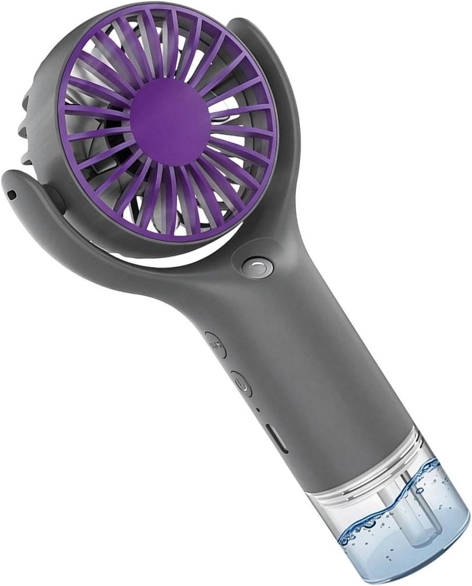 Mini Ventilator met Vernevelaar - Draagbare Verfrisser - Directe Koeling - Hydraterende Mistfunctie - 165 cm - Grijs