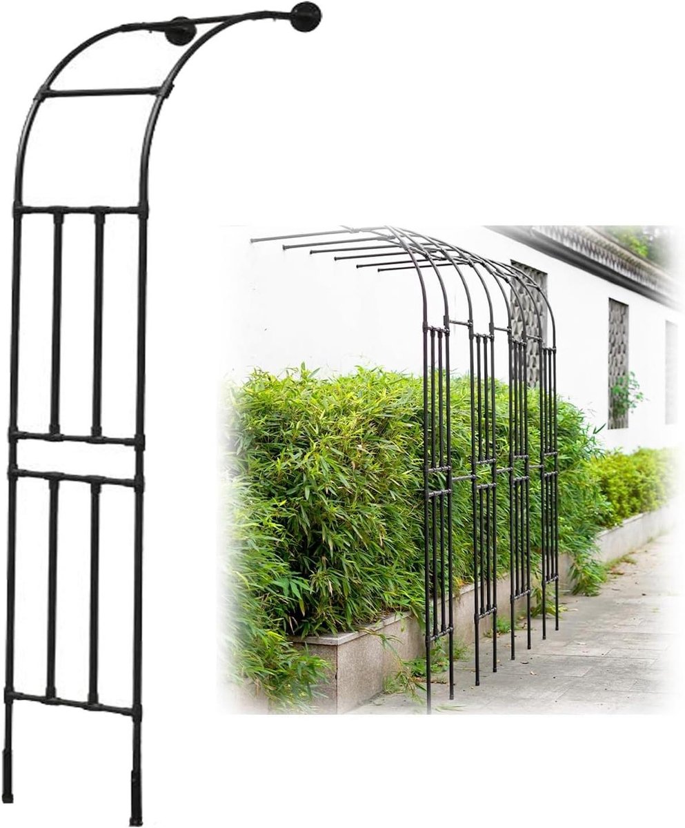 Rozenboog Metaal - Tuinboog Klimplanten - Tuindecoratie Klimplanten - Stevig Gegalvaniseerd Frame - 180 x 240 x 45 cm - Zwart