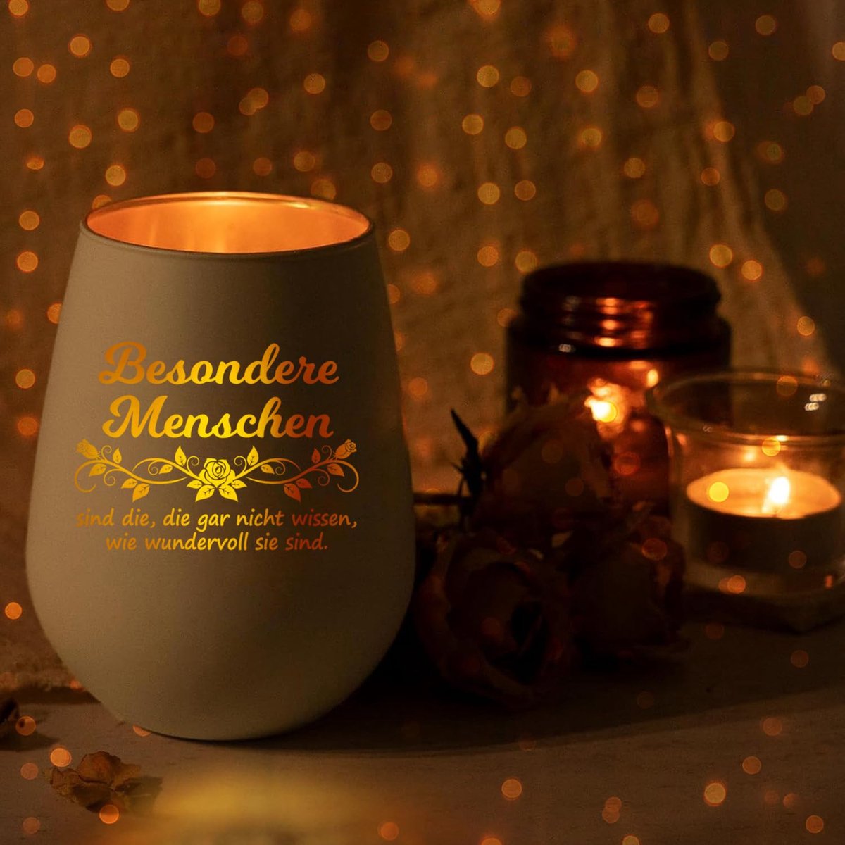 SnelShoppen - Windlicht Glas Theelichthouder met Gravure Spreuk - Gepersonaliseerd Cadeau voor Moeder, Dochter, Vrouw, Zus, Vriendin, Lerares, Collega