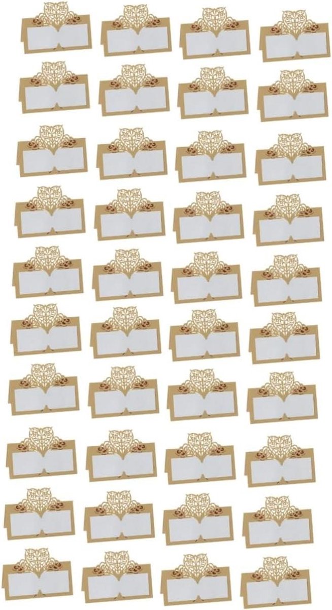 Naamkaartjes Papier - Plaatskaarten Tafelkaarten - Feestdecoratie Gasten - Hartvorm Uitgesneden - 100 stuks - Beige