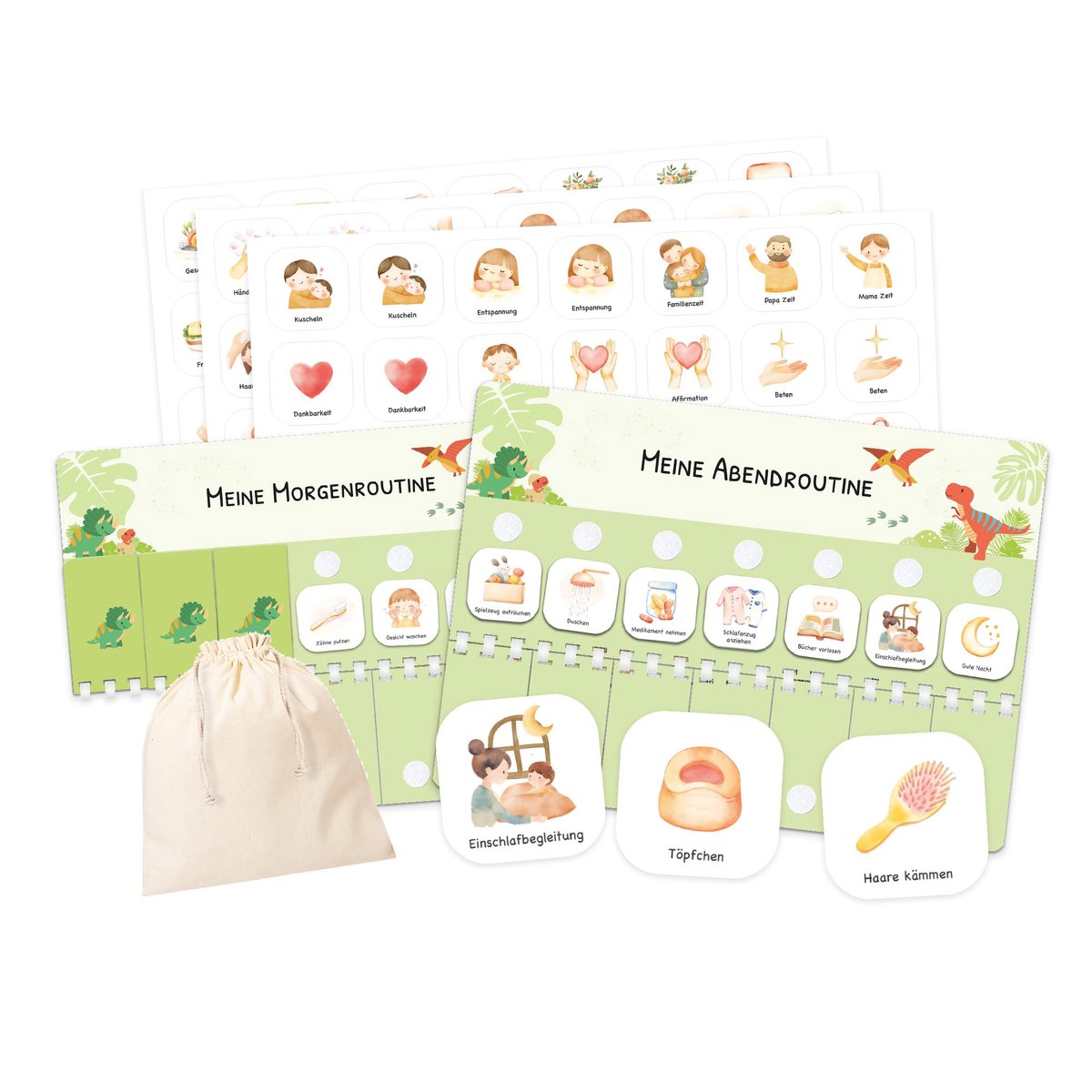 SnelShoppen - Routine Planner voor Kinderen - Ochtend- en Avondroutine Planner met Klittenbandpunten en 105 Symbolkaarten - Montessori Dagplan voor Ki