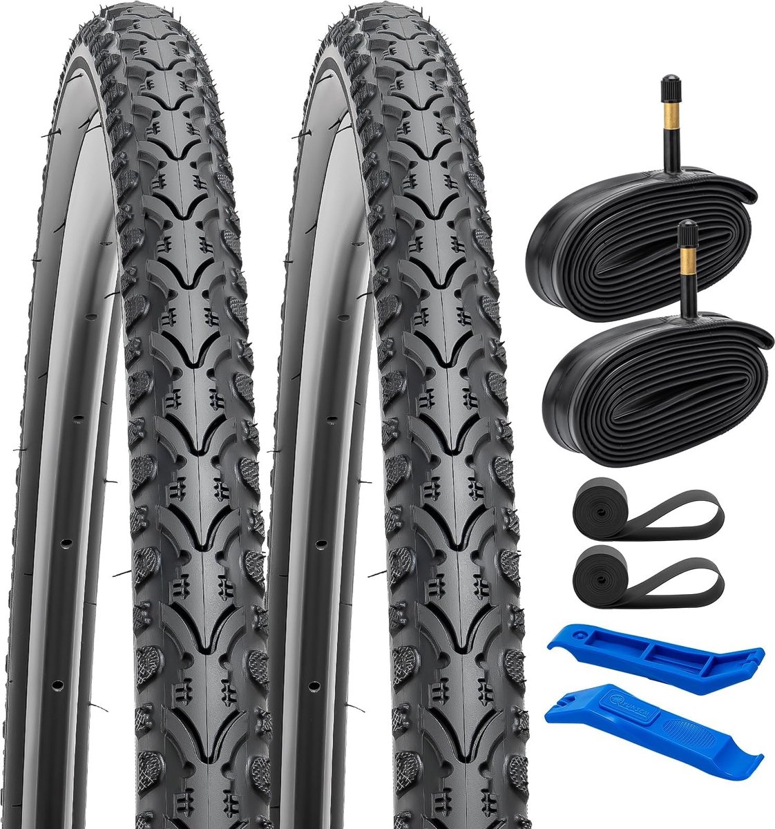 SnelShoppen - 2-PCS 700C Fietsbanden 700x38C/40-622 en Heavy Duty Binnenband met Schrader Ventiel - Geschikt voor Road Fietsen 700x36C 700x38C 700x39C
