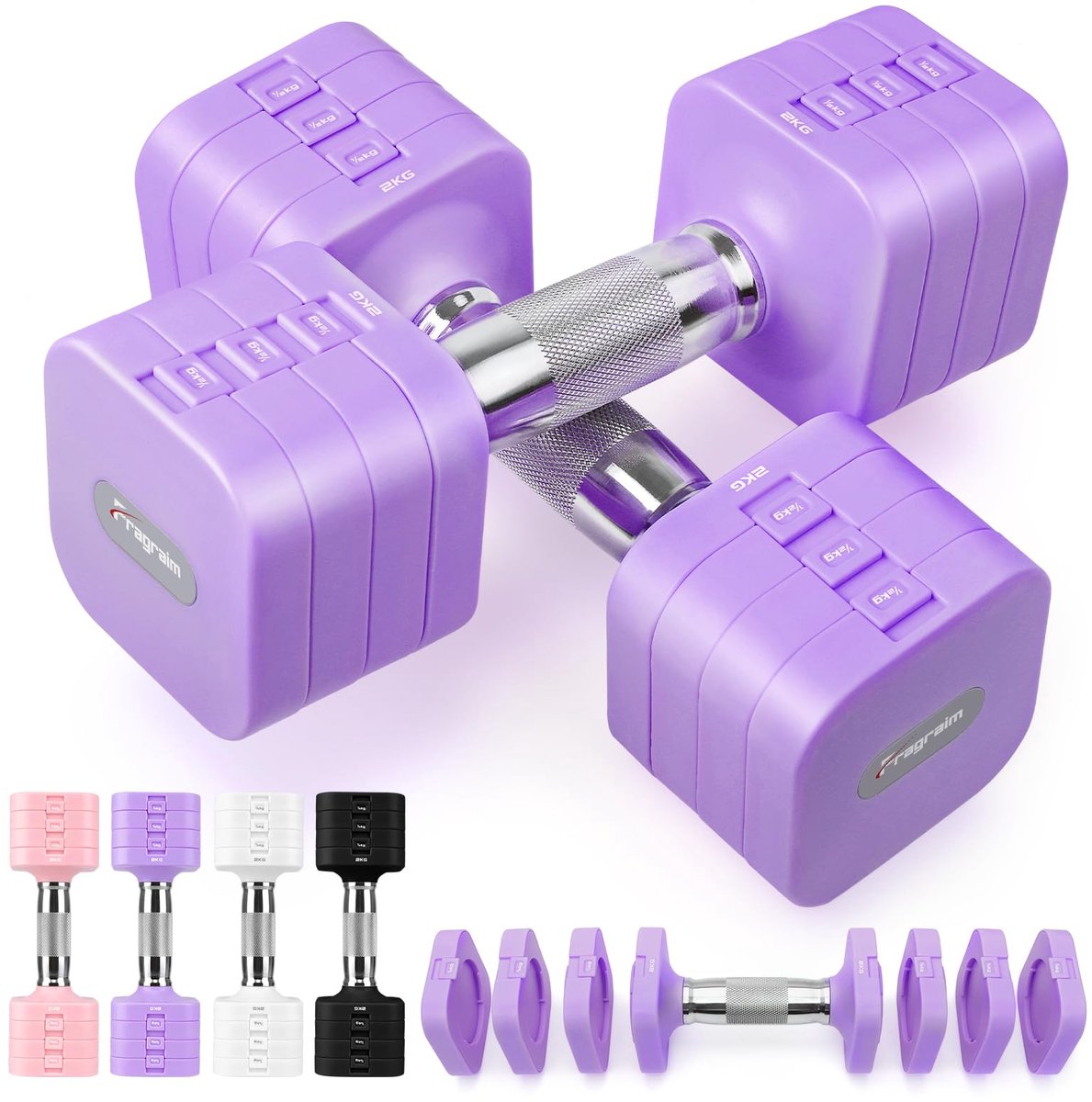 SnelShoppen - Verstelbare 4-in-1 Halters 2 kg/3 kg/4 kg/5 kg voor Thuis Fitness, Krachttraining, Gewichten voor Mannen en Vrouwen, Ideaal voor Sport e