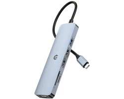 SnelShoppen - HOPDAY USB C Hub 6-in-1 USB C-adapter voor MacBook Air/Pro, Dual Display 57K HDMI Docking Station, Snelle Gegevensoverdracht, Compact en