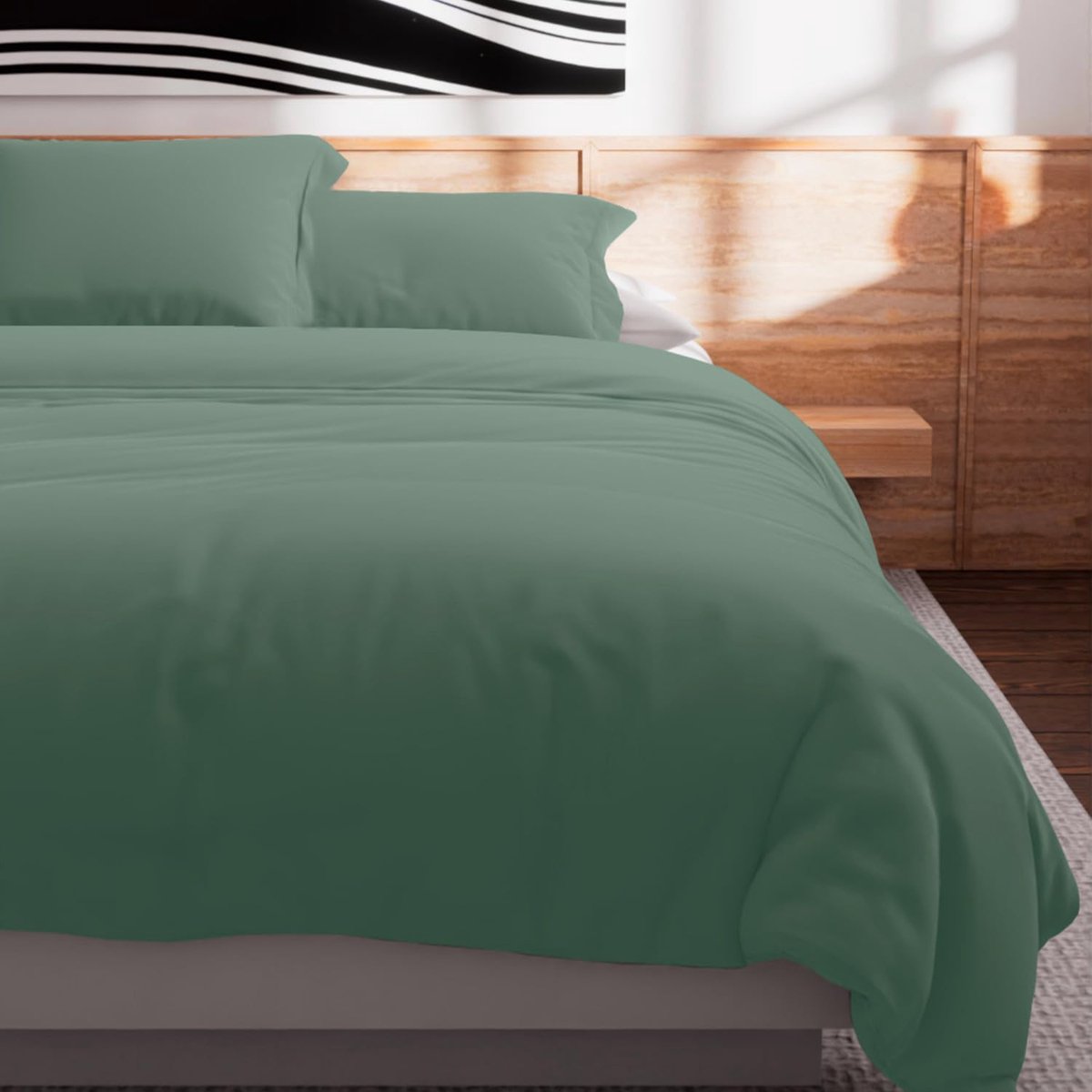 SnelShoppen - Katoenen Dekbedovertrek 240 x 220 cm - Effen Watergroen - Hoogwaardige Draaddichtheid 57 - Perfect voor Slaapkamer, Luxe, Comfort, Gezel