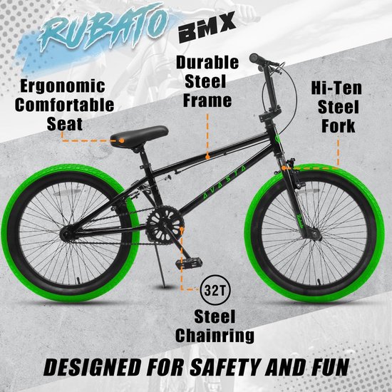 Kinderfiets 18 Inch BMX Fiets voor Kinderen van 5-9 Jaar - Geschikt voor Jongens en Meisjes van Merkloos — afbeelding 4