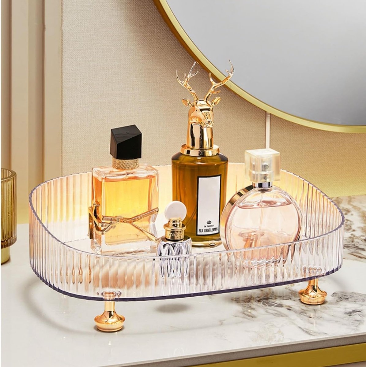 SnelShoppen - Make-up Parfumdienblad, Transparante Make-uporganizer en Cosmeticadienblad voor Badkamer en Ijdelheid Aanrecht, Huidverzorging Organizer