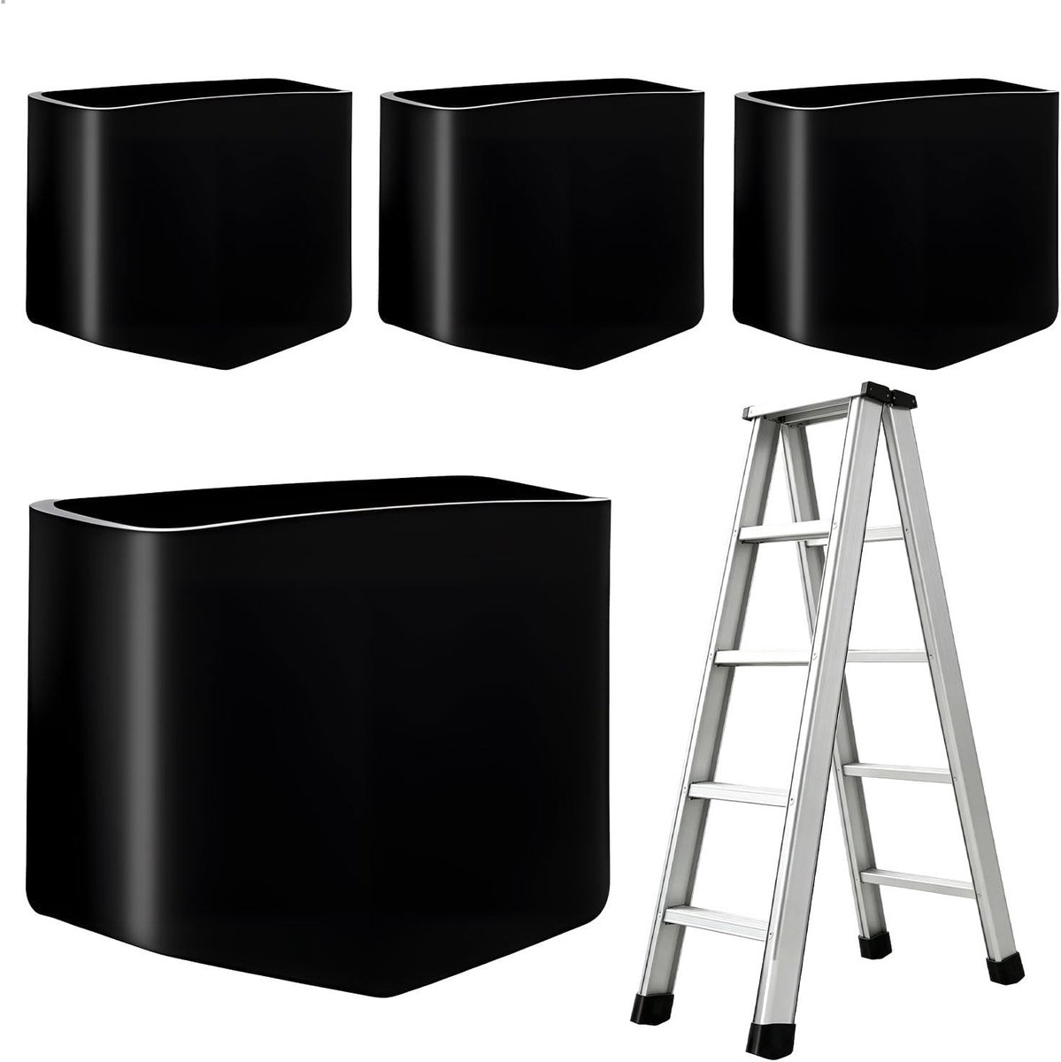 Vervangende antislip laddervoetjes, 4 stuks, universele rubberen voetjes voor ladders, duurzame ladderschoenen voor extra grip en stabiliteit, zwart