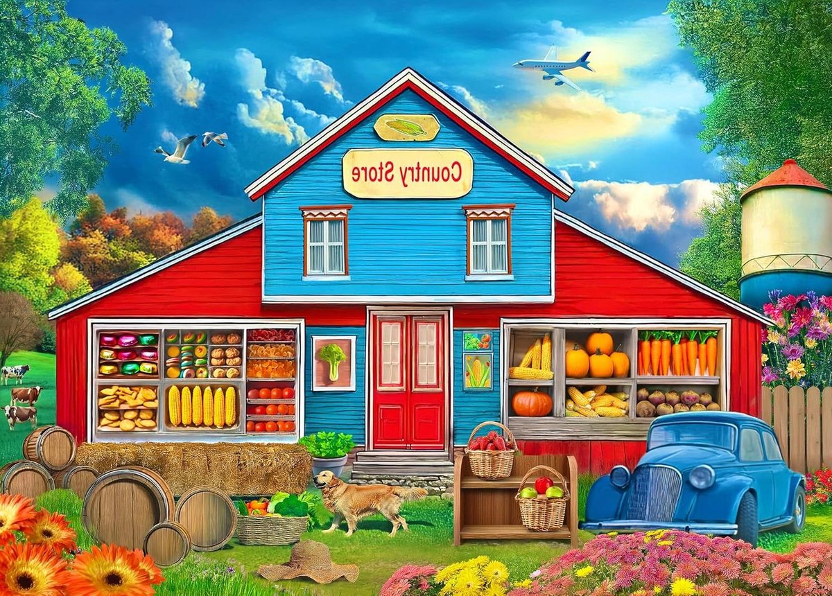 Puzzels 500 stukjes - Legpuzzels volwassenen - Ontspanning thuis - Inclusief 1:1 poster - 53 x 38 cm - Country Store