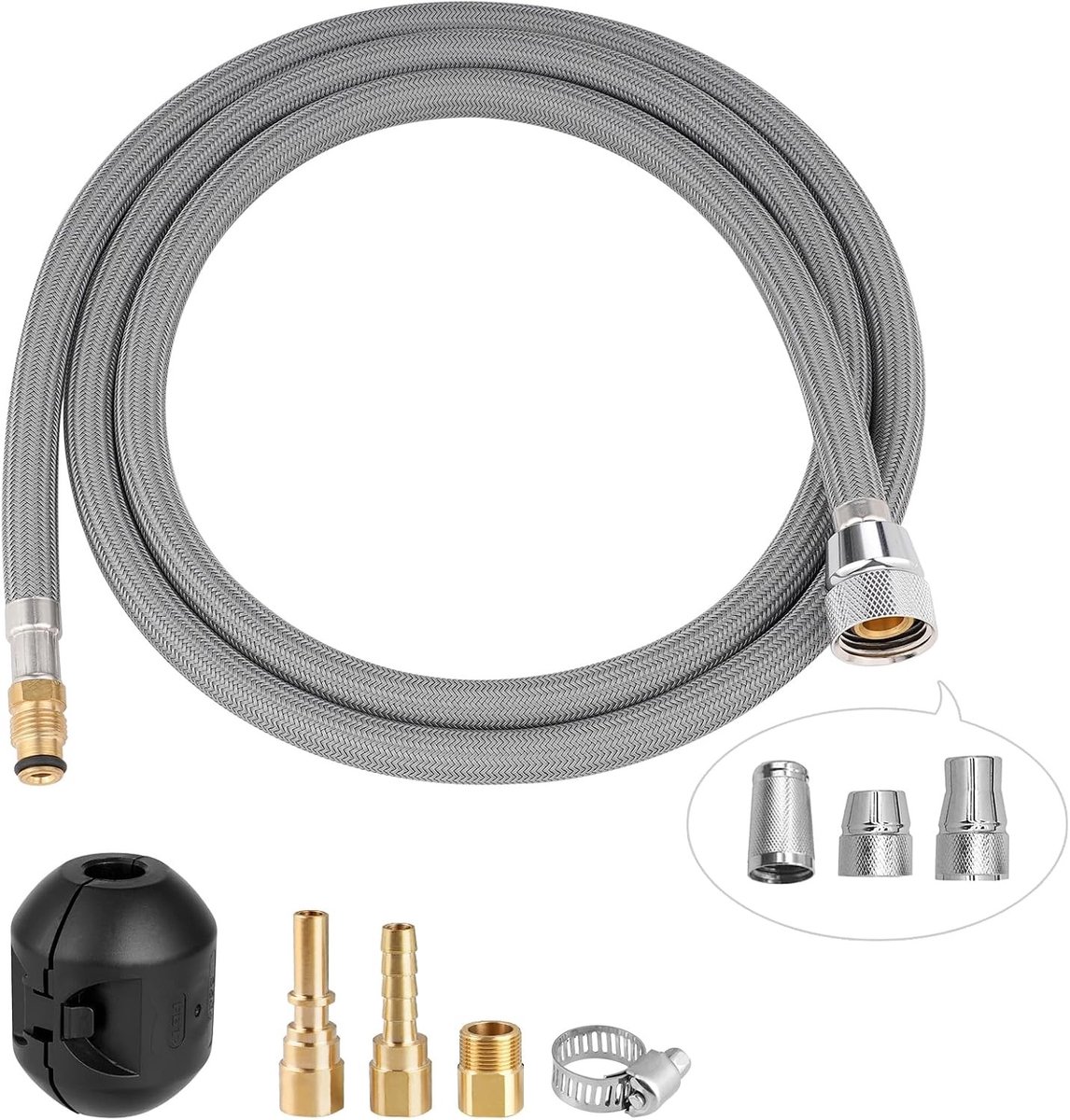 Vervangingsslang voor Keukenkraan met 6 Adapters, Geschikt voor Hansgrohe en Grohe, 1.5 m, Gewichtbal, Duurzaam en Flexibel