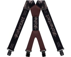 SnelShoppen - Kohentact Bretels voor Heren, 5 cm Breed, X-rug, Zwart, Industriële Sterkte, Verstelbare Elastische Bretels met Sterke Metalen Clips, Vo