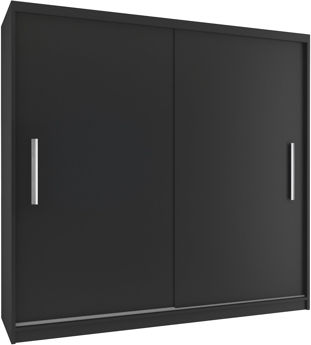 BELINI Verona SI Schuifdeurkast 200 cm Zwart Mat - Garderobekast met Lades - Comfort Line Slaapkamerkast