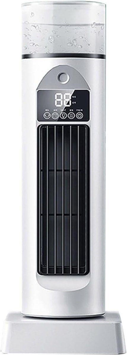 Bladenloze torenventilator, 120° oscillerend, 6 windsnelheden, stil, draagbaar, sta‑ en bureau‑model voor slaapkamer, woonkamer (Wit)