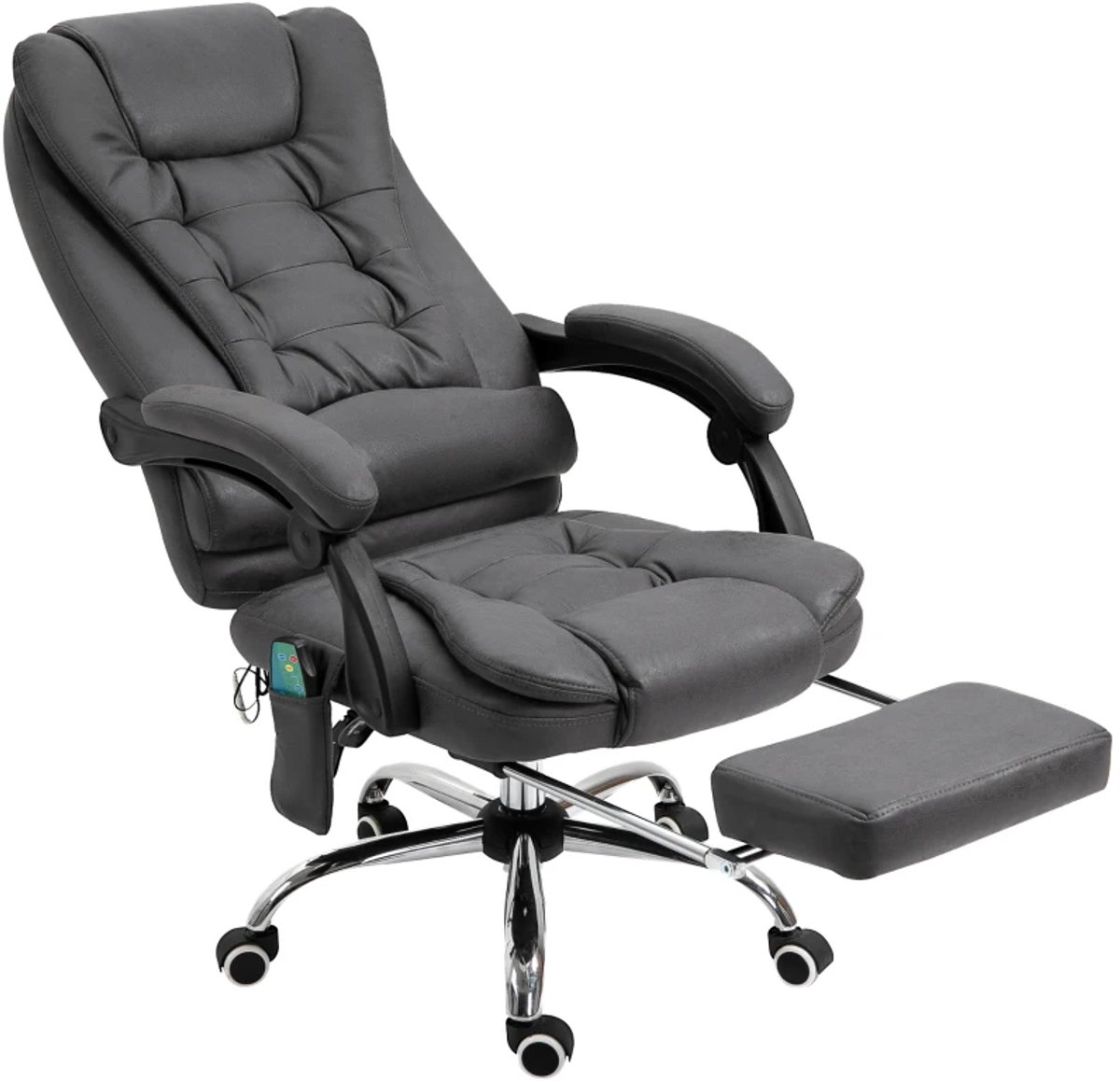 Ergonomische Bureaustoel met 6 Massagepunten - Massagestoel - In Hoogte Verstelbaar - 360° Draaibaar - 135° Kantelbare Rugleuning - met Voetensteun & Verwarmingsfunctie - Kantoorstoel - Gamestoel - Volwassenen Stoel - Computerstoel - Zwart