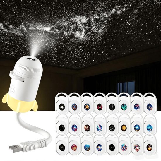 Sterrenhemelprojector - Projectielampen voor auto-interieurs - 2-in-1 Galaxy-projector en nachtlamp - Slaaplampje met Melkweg-sfeer - USB-sterrenprojector met instelbare helderheid en HD-filmeffecten - Mini-Galaxy-lichtprojector - 24 filmeffecten