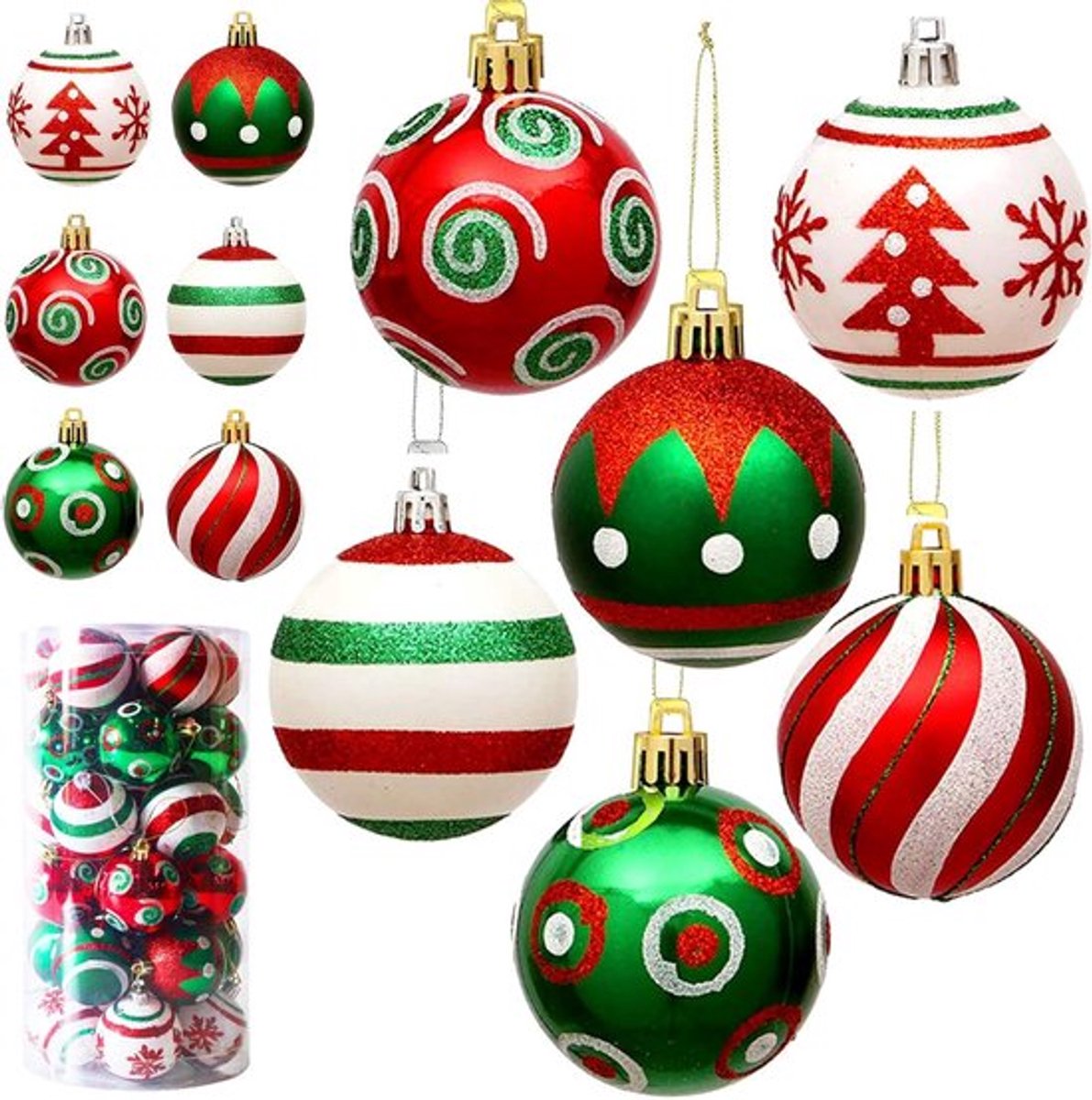 30 stuks kerstballen 6 cm - grote decoratieve ballen set om op te hangen - onbreekbare kerstversiering voor kerstboom, decoratie, feest, bruiloft