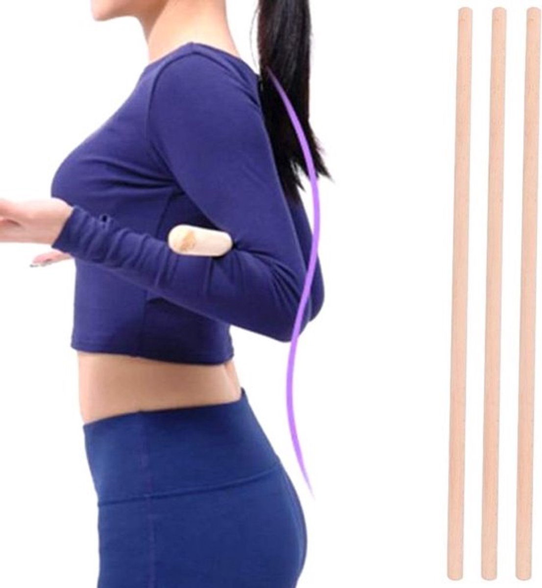 Yoga Houding Stick voor Oefeningen, 3-delige Set voor Rekken en Schoudercorrectie, Ideaal voor Thuis Fitness en Yoga Training