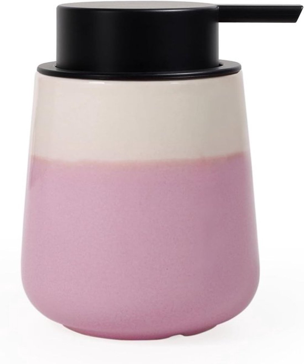 Keramische Zeepdispenser 350 ml - Roze Vaatwasmiddel Dispenser met Grote Pomp, Herbruikbaar en Geschikt voor Badkamer en Keuken