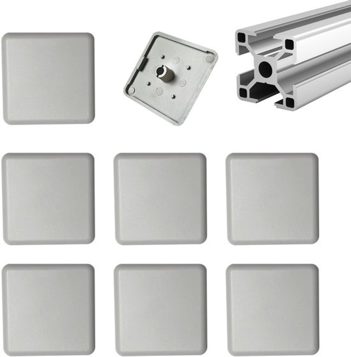 Aluminium Extrusie Profiel Waterdicht - Eindkap - Europese Standaard - Grijs - 40x40mm - 35 Stuks - Profielafdekking