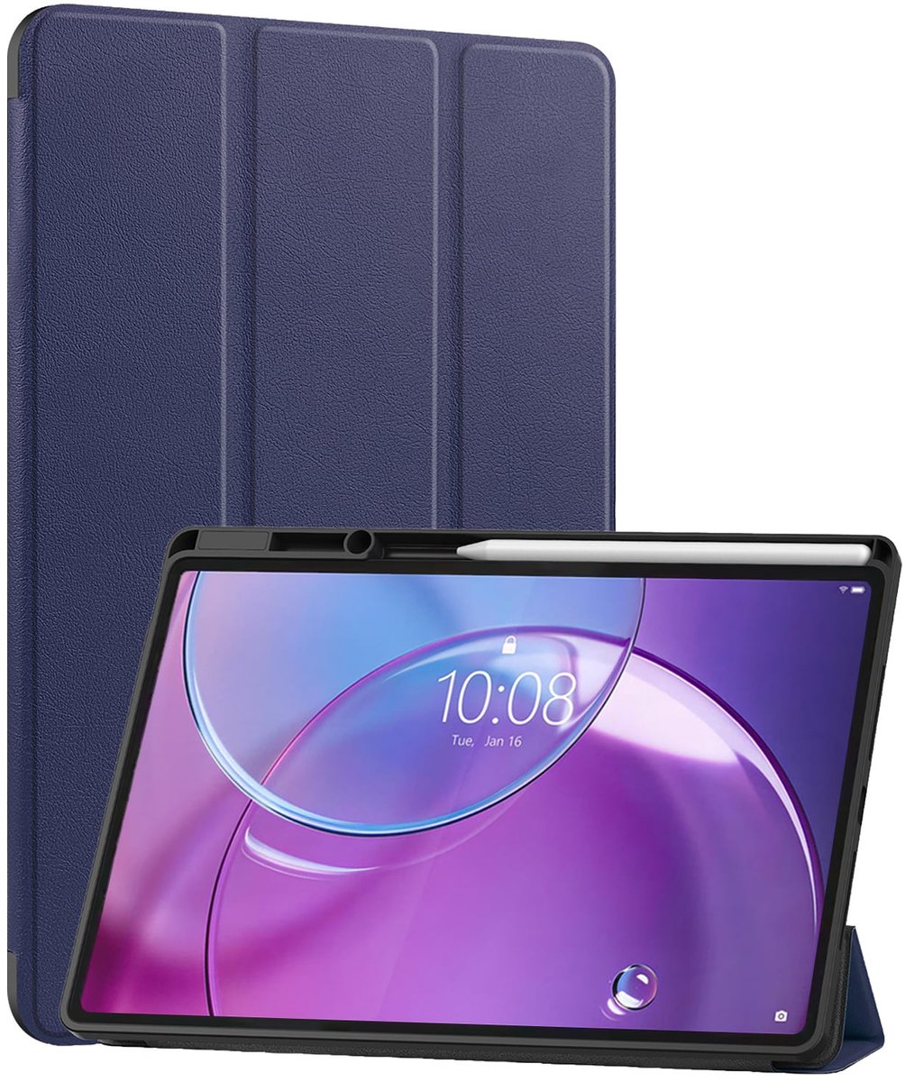 Hoes - Geschikt voor Lenovo Idea Tab Pro Gen 2 - Dun & Stevig - Trifold Bookcase - Hard Cover Case - Met Uitsparing Geschikt voor Lenovo Pen - Hardcover Book - Tablet Hoesje - Donkerblauw