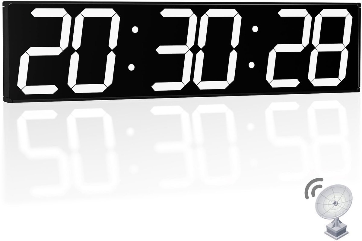 SnelShoppen - 28,5 inch grote digitale wandklok met alarm, kalender, temperatuur, automatische tijdsynchronisatie, grote timer met aftellen - perfect