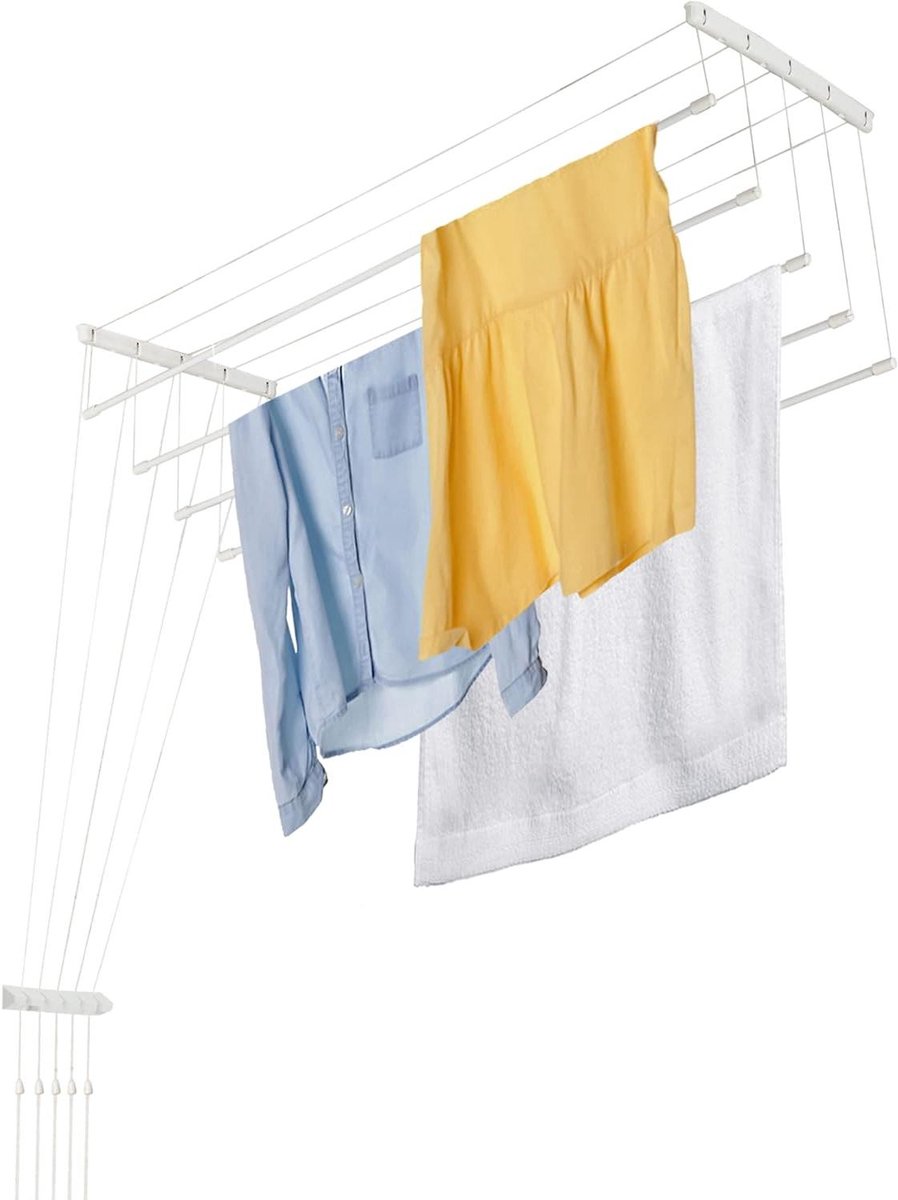 Plafonddroogrek Kleding - Waskrek Ophangen - Was Drogen - Ruimtebesparend Ontwerp - 5x100 cm - Wit