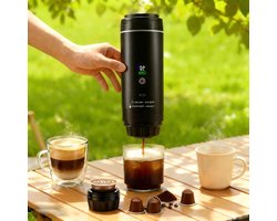 Draagbare Espressomachine - Mini Koffiezetter - Koffie Maken Onderweg - Geïntegreerd Verwarmingssysteem - 25 cm Hoog - Zwart