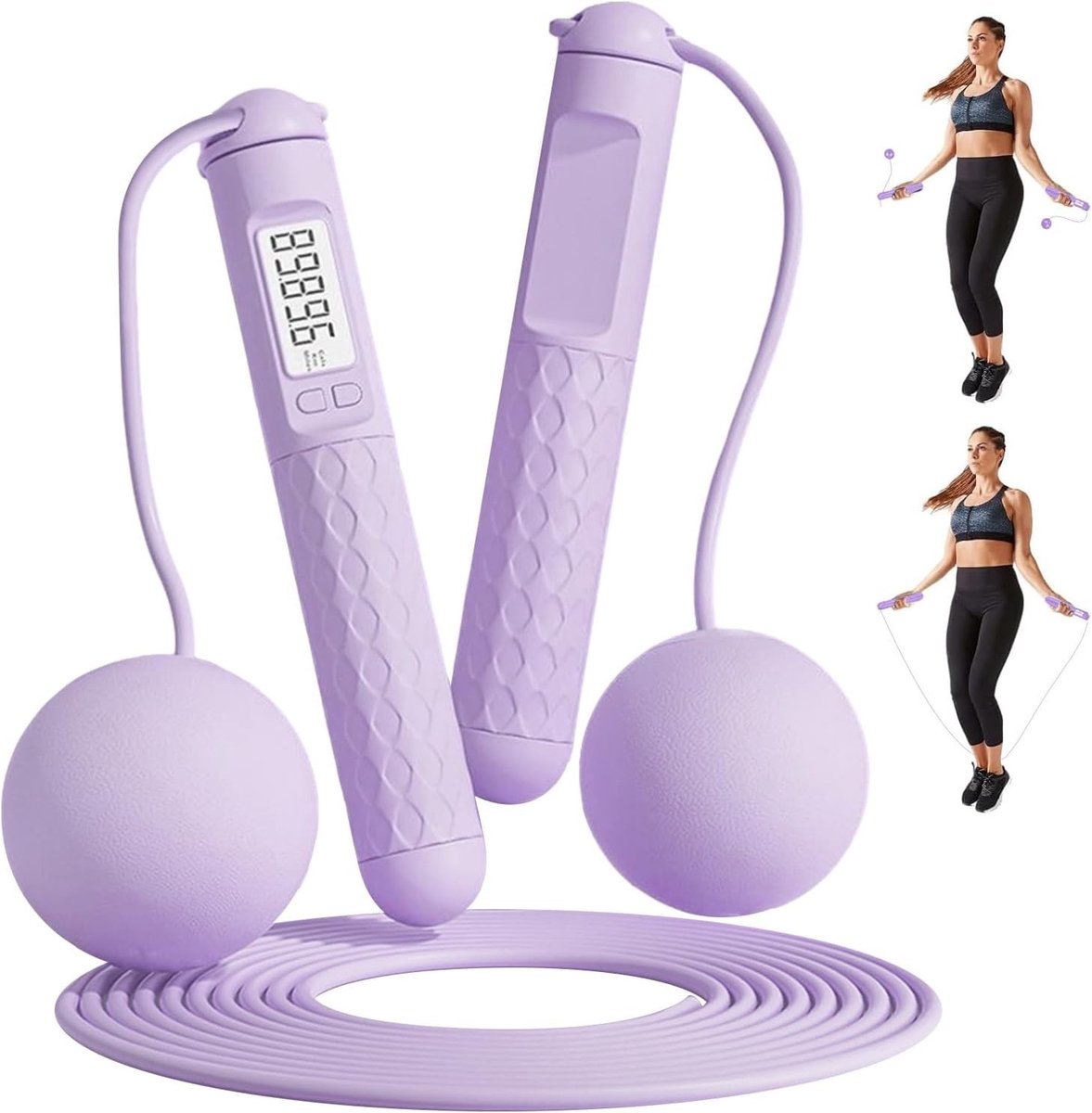 Draadloze Springtouw met Teller, Verstelbare Snelheid en Antislip Handvat voor Fitness en Cardio Training