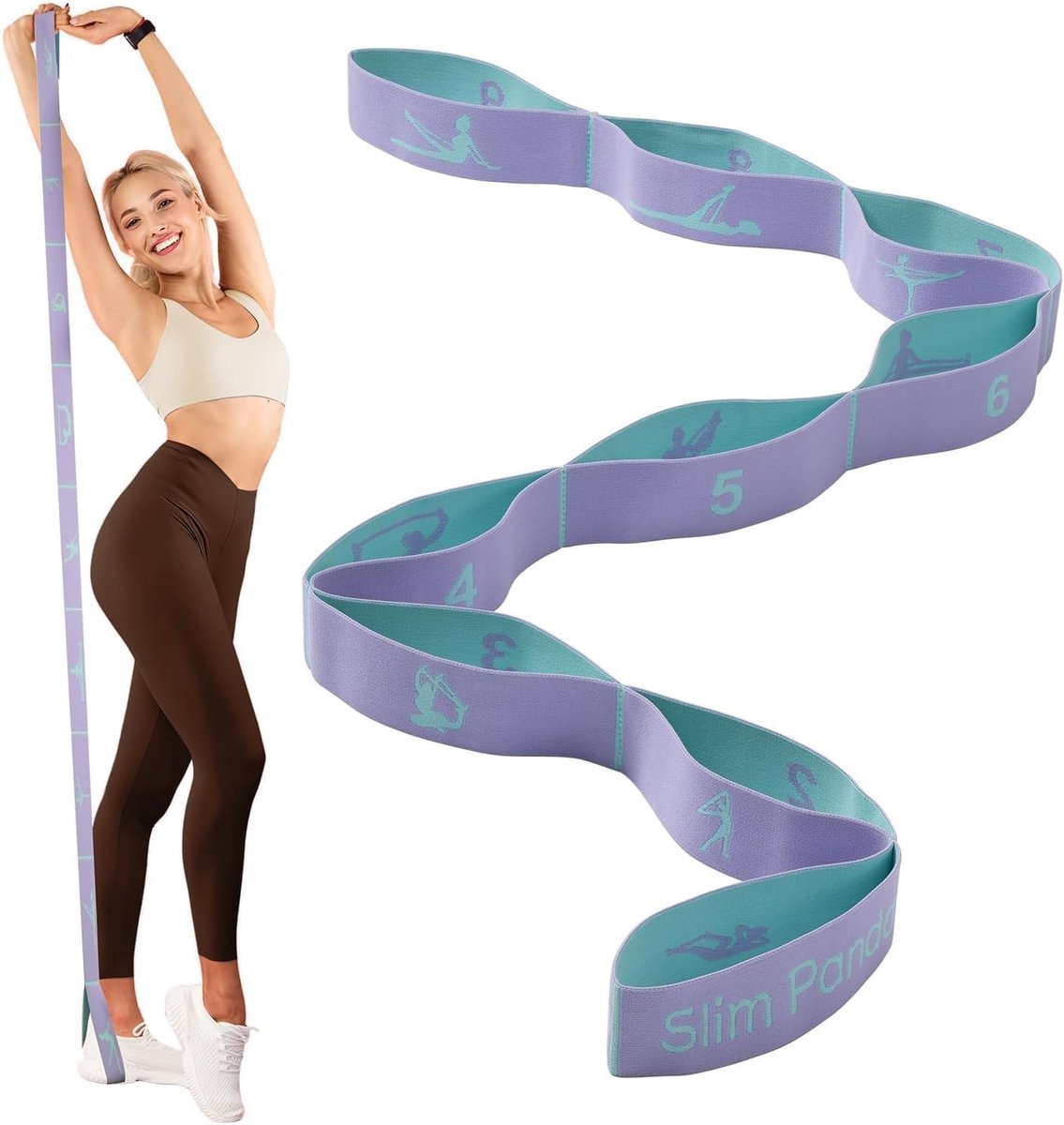 SnelShoppen - Premium Yoga-stretchband met 9 lussen, ideaal voor revalidatie, mobiliteitstraining en yoga, 120 g, van polyesterkatoen, veelzijdig en p