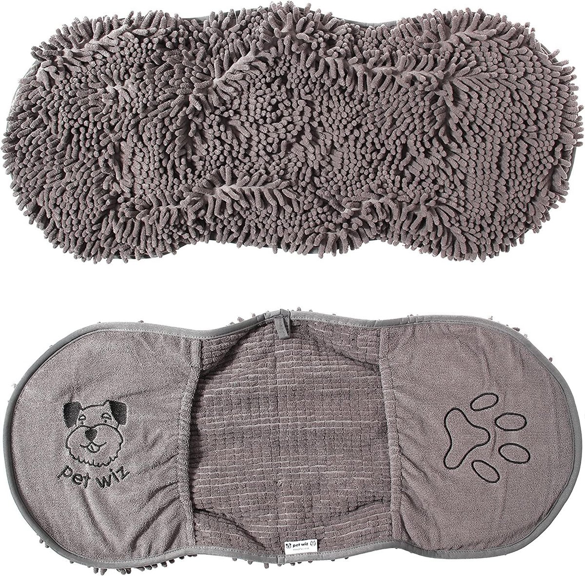 pet wiz Microfibre Noodle/Chenille Hand Towel, Super Absorbent, Quick Dry, Lightweight, with Handy Glove Compartments - ShopVlot